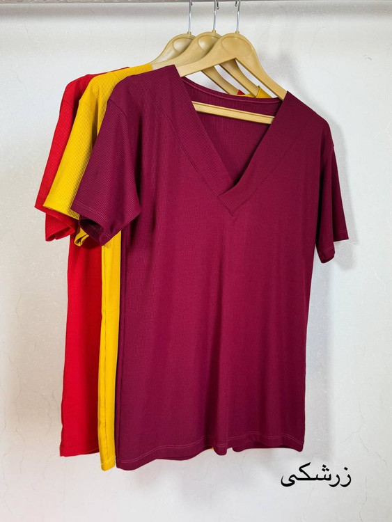 خرید تیشرت زنانه زرشکی کبریتی سبک و راحت