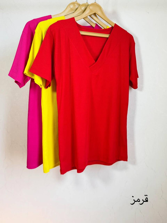 تیشرت زنانه قرمز کبریتی راحت سبک با دوام