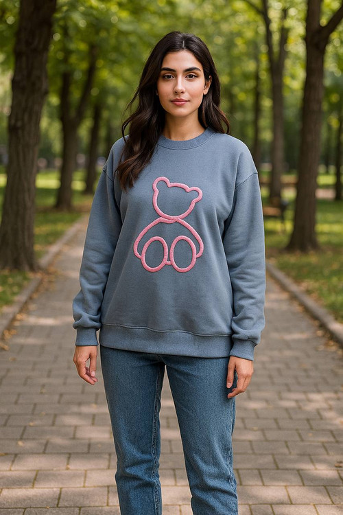 دورس زنانه گلدوزی شده طرح خرسی نرم و لطیف