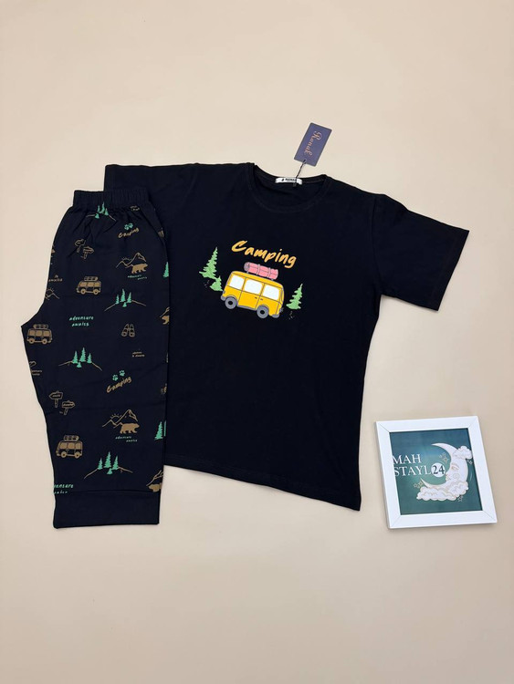 خرید ست راحتی زنانه نخ پنبه طرح کمپ