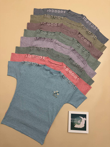 تیشرت سرشانه گیپوری زنانه کبریتی