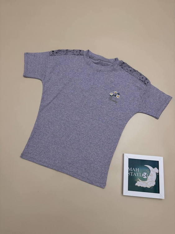 تیشرت زنانه نرم و لطیف سرشانه گیپوری