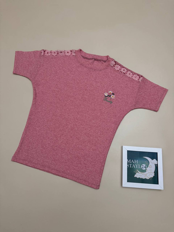 خرید تیشرت سرشانه گیپور زنانه