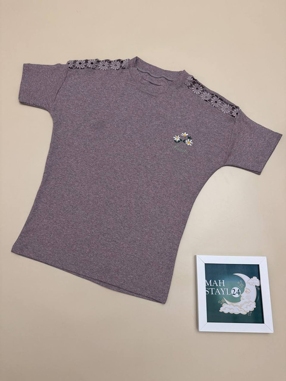 خرید تیشرت کبریتی زنانه سرشانه گیپور