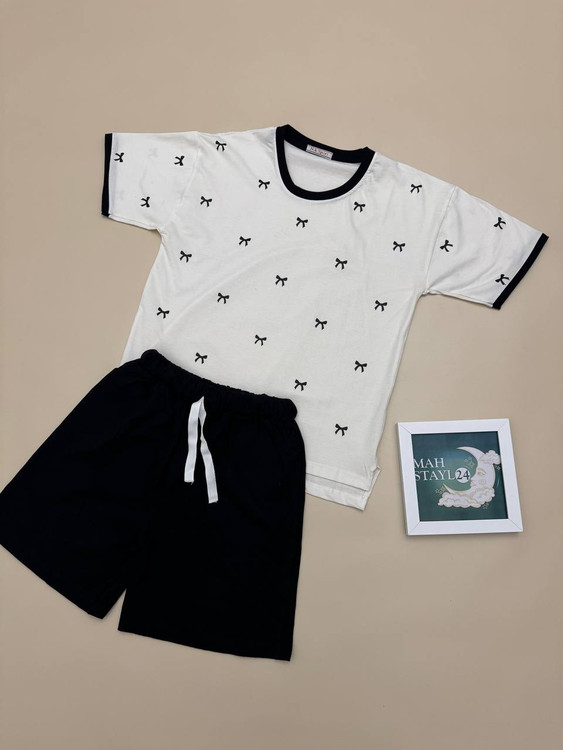 تیشرت و شورتک زنانه طرح فانتزی نخ پنبه