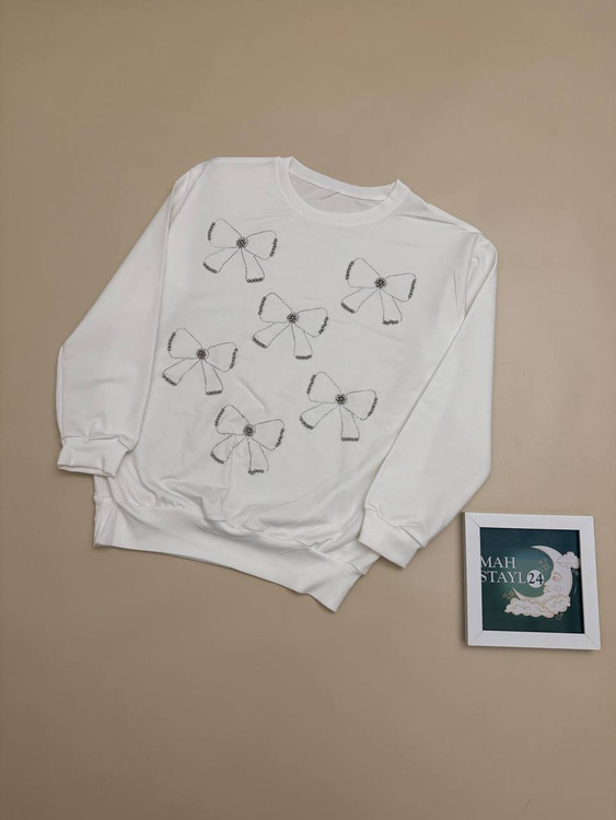 دورس سفید زنانه با نگینهای درخشان دست دوز