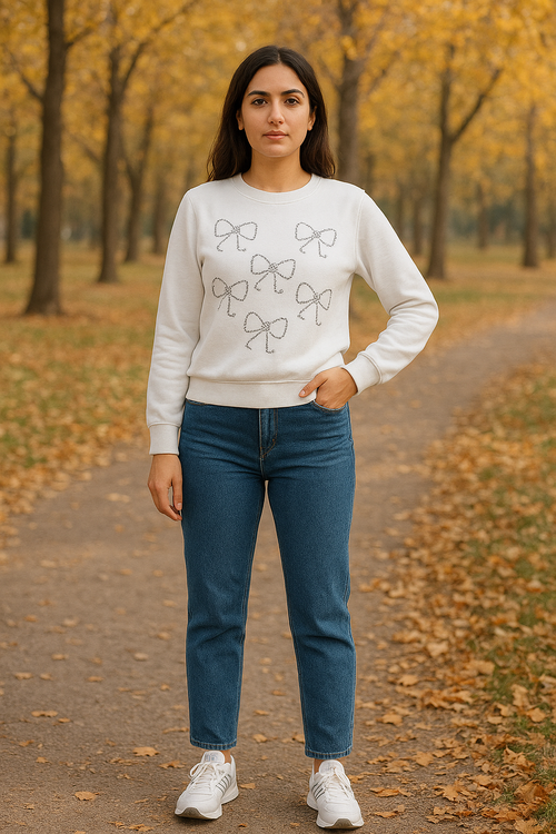 خرید دورس اسپان پنبه زنانه با طرح پاپیونی دست دوز