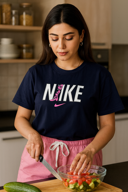 ست تیشرت و شلوارک زنانه طرح نایک با پارچه نخ پنبه