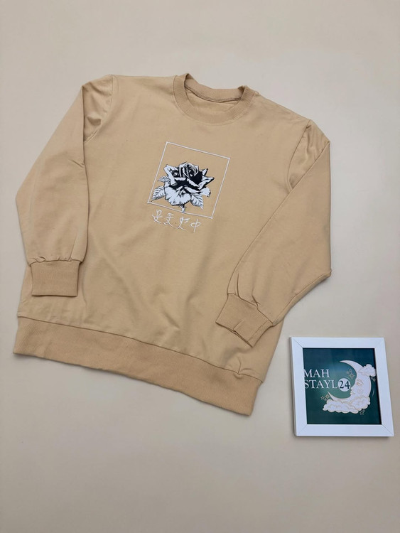 لباس گرم زنانه با چاپ گل رز و پارچه نرم گلکسی پنبهای