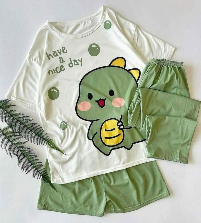 ست سه تیکه دایناسوری گیاهی وارداتی نرم و لطیف